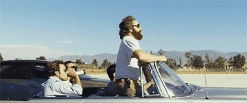 Four men in a convertible in the movie &quot;The Hangover.&quot;