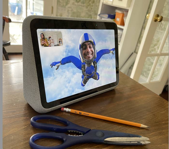 A video call on the Portal Go platform