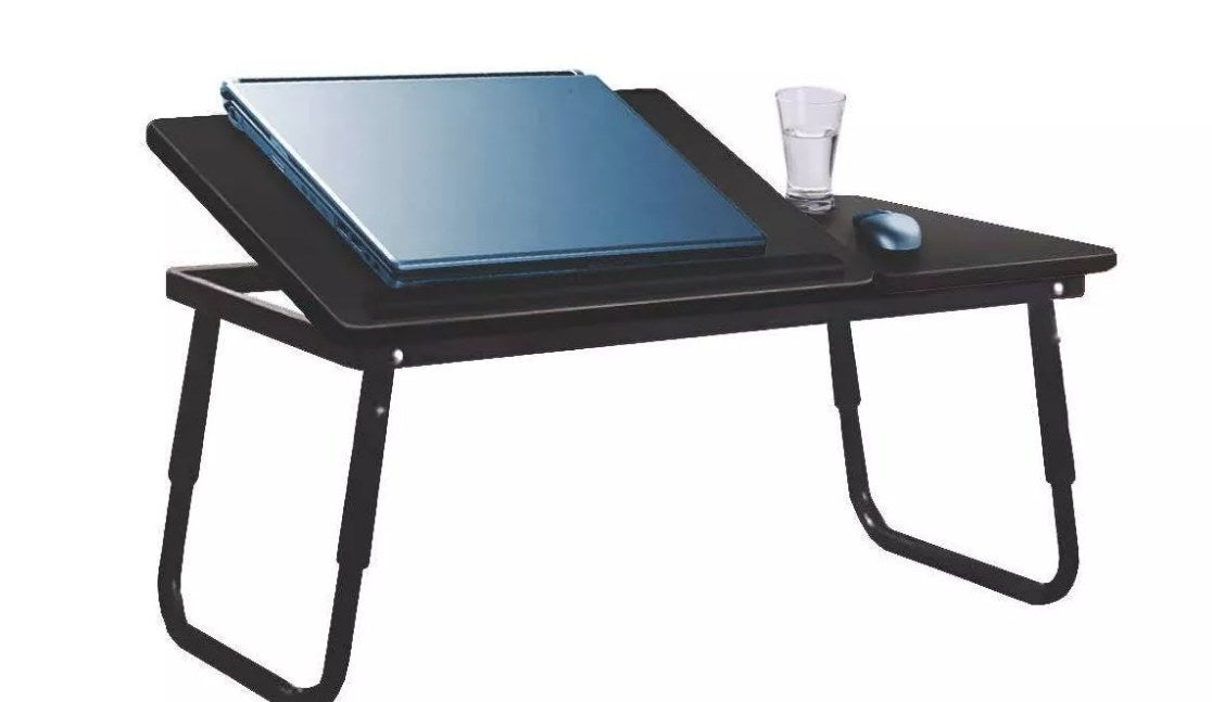 Black lap desk with moveable laptop table