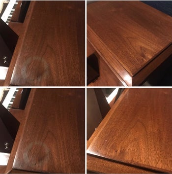 reviewer's wood piano with ring then the ring gone