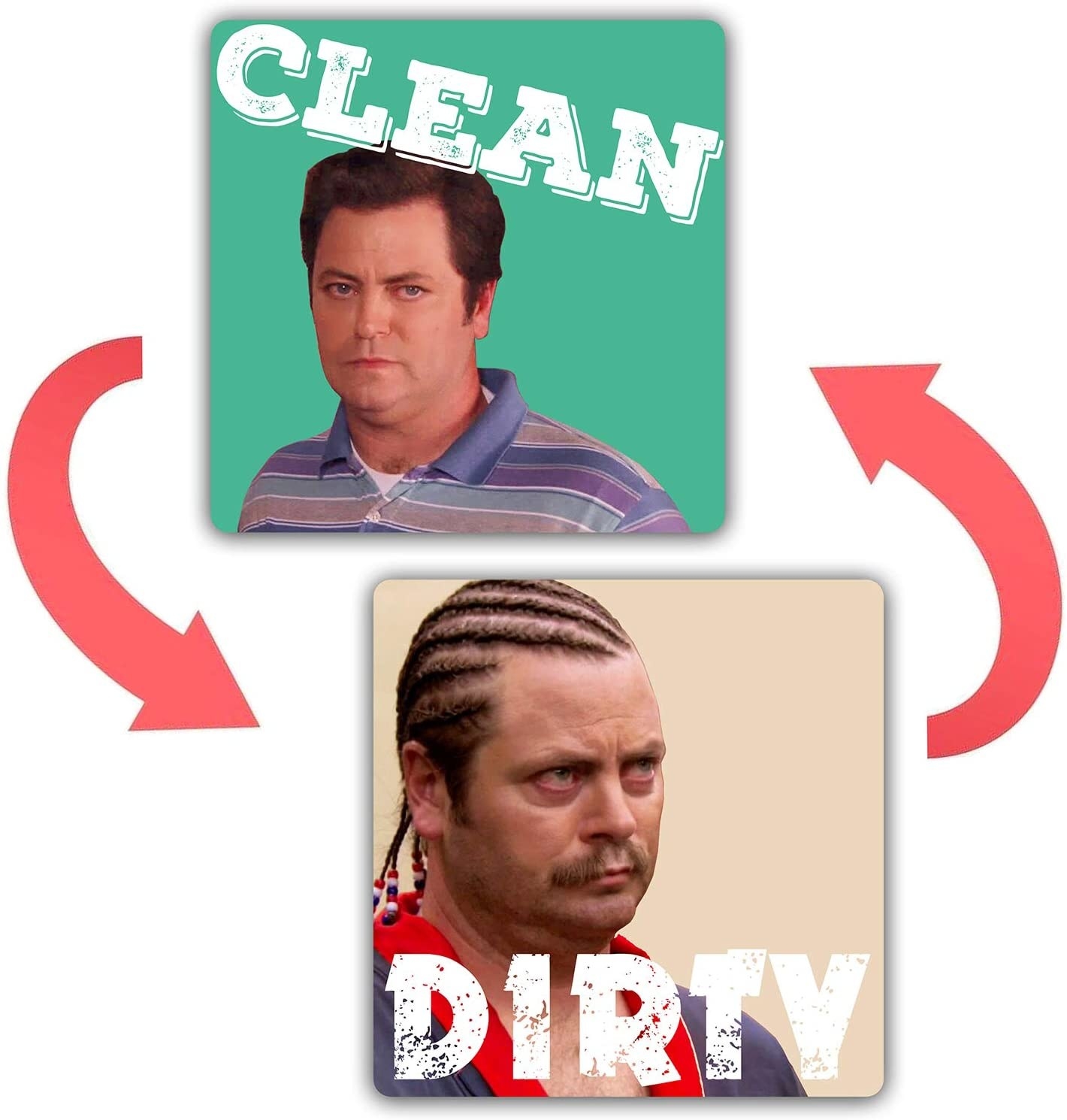 Ron Swanson magnets that say &quot;clean&quot; and &quot;dirty&quot;