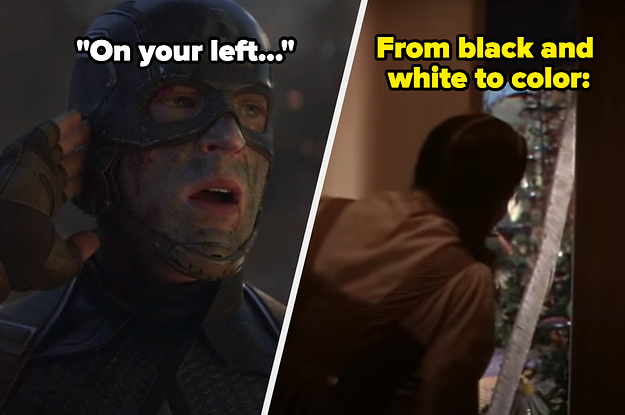 The "On your left" moment from Avengers: Endgame side by side with Oz being in full color in "The Wizard of Oz"