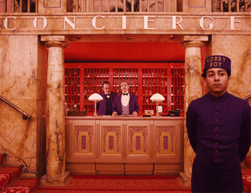 The concierge desk at the &quot;Grand Budapest Hotel.&quot;
