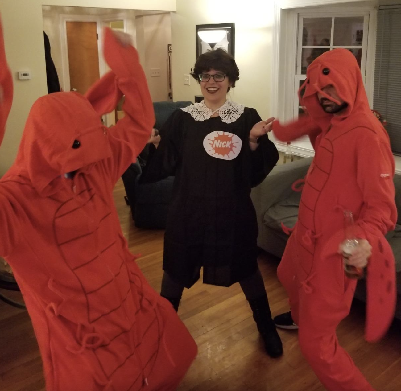 reviewers wearing the lobsters costume