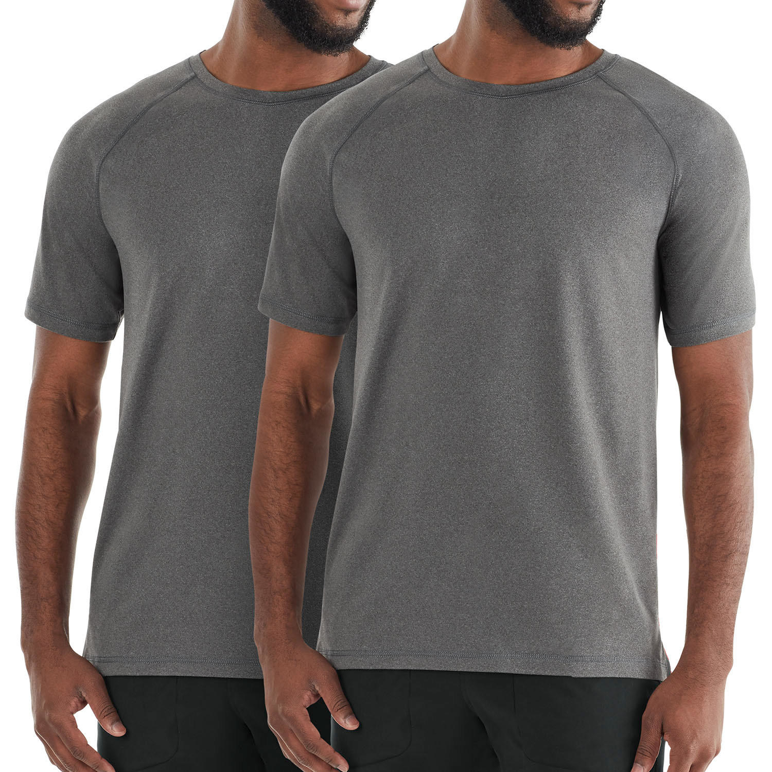 A pack of two t-shirts that provide UPF30+ protection and are made with a moisture-wicking material