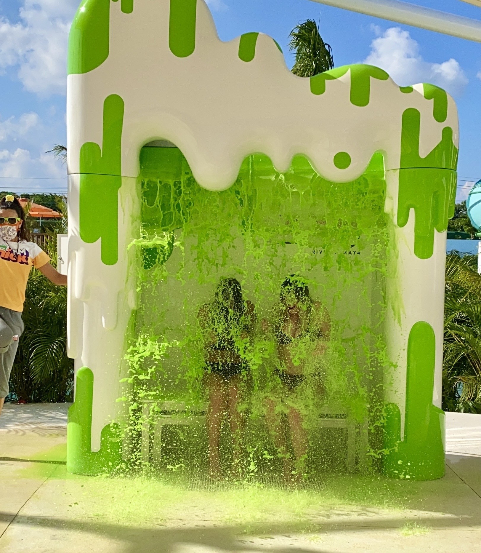 two people getting slimed at the Nick Resort
