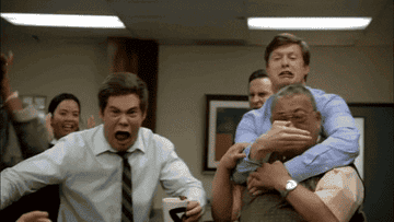GIF of cast being scared from &quot;Workaholics&quot;