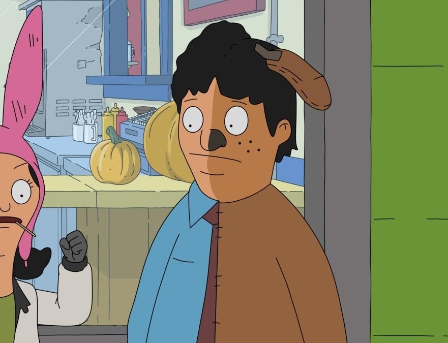 Gene Belcher dressed as half-man, half-dog.