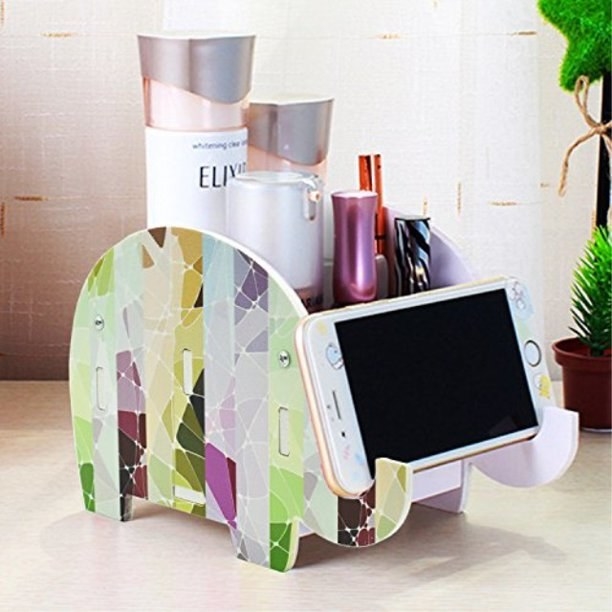 Elephant shaped pencil holder and phone stand