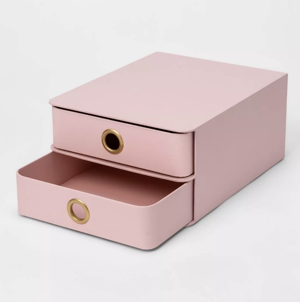 Double pink tabletop drawer