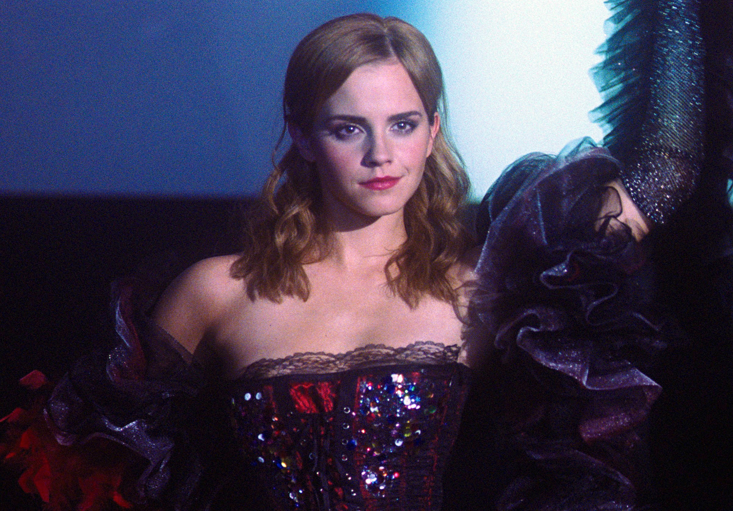 Emma in the film with her character onstage in Rocky Horror Picture Show