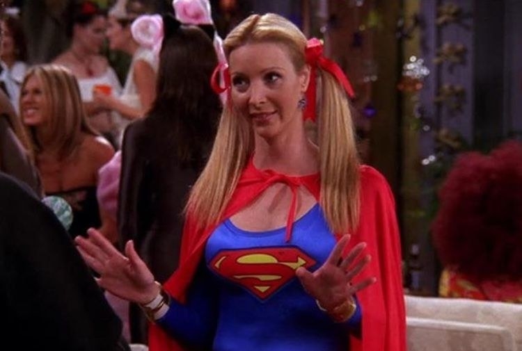 Phoebe dressed as Superwoman.