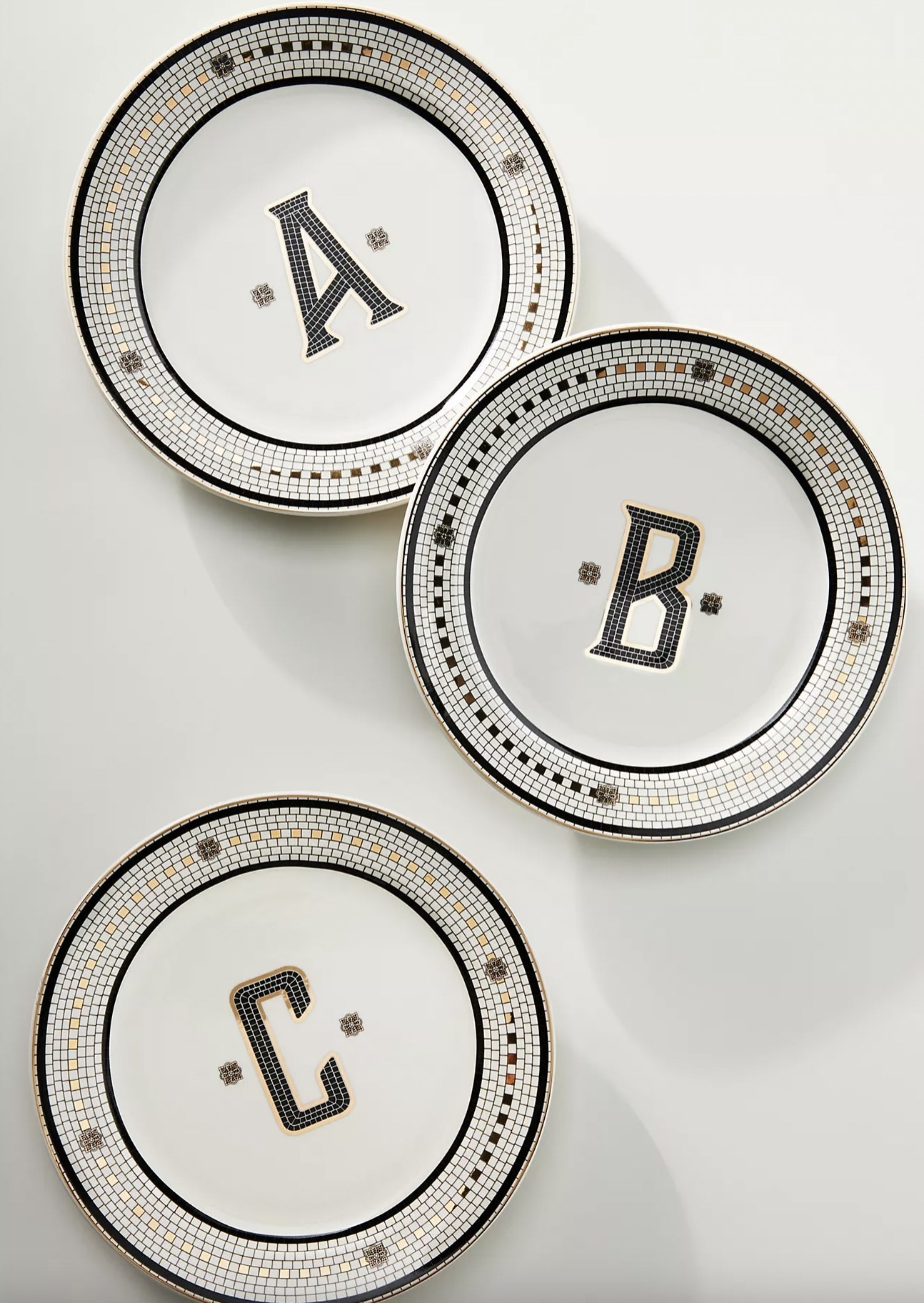 The tile alphabet dessert plates