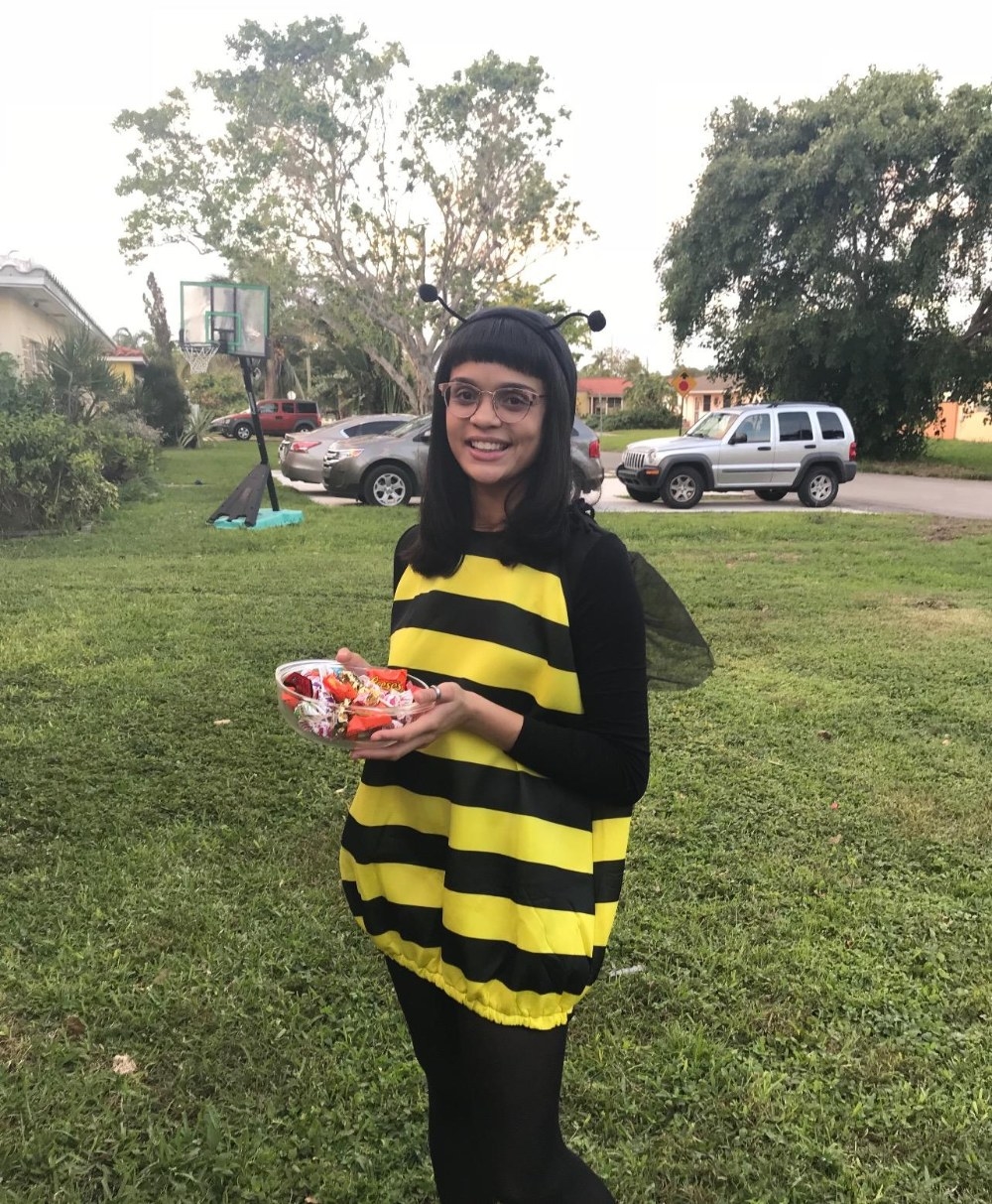 Reviewer&#x27;s photo of a person wearing the bee costume