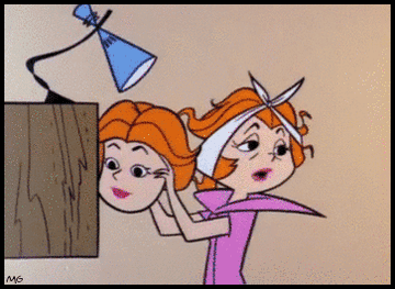 Gif of Jane Jetson putting on a new face