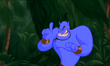 Genie with his jaw dropping from Aladdin