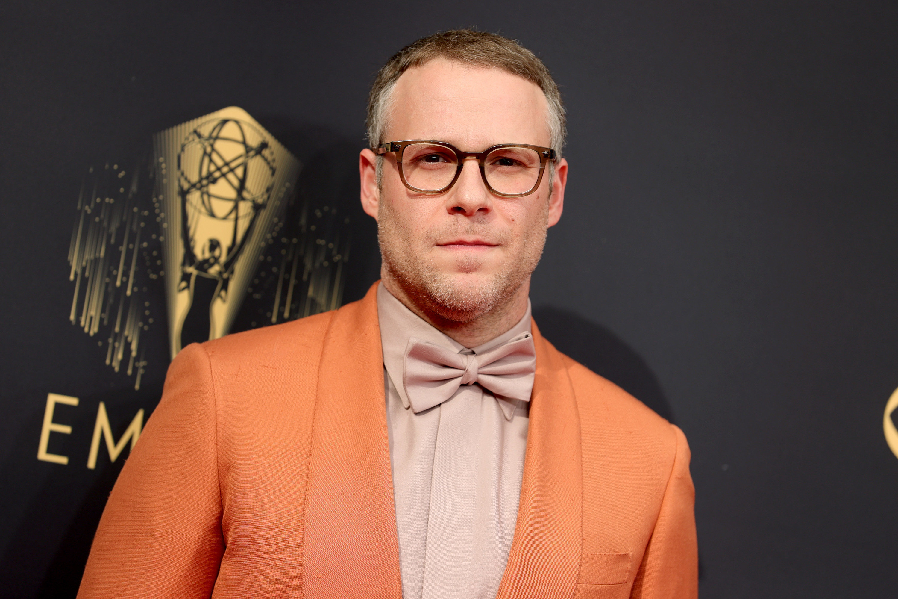 In an orange suit and bow tie at the Emmys
