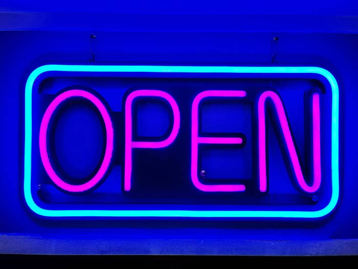 An "Open" sign