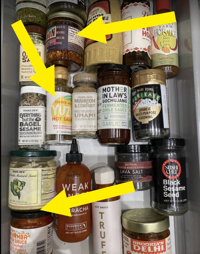A drawer of condiments.
