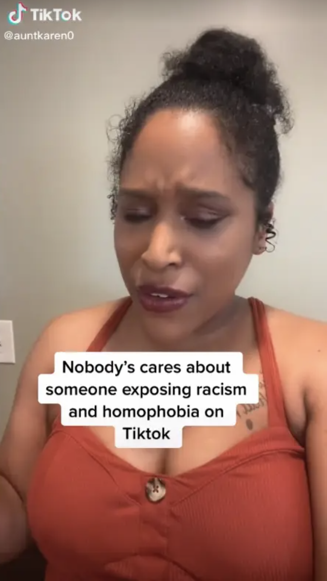 Bradley with the words "Nobody's cares about someone exposing racism and homophobia on TIktok"