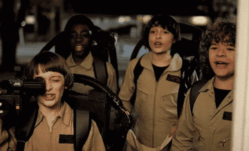 &quot;Stranger Things&quot; kids dressed as the Ghostbusters and trick-or-treating.