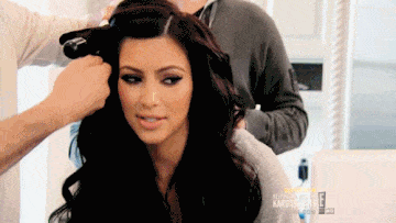 Kim Kardashian getting her hair done