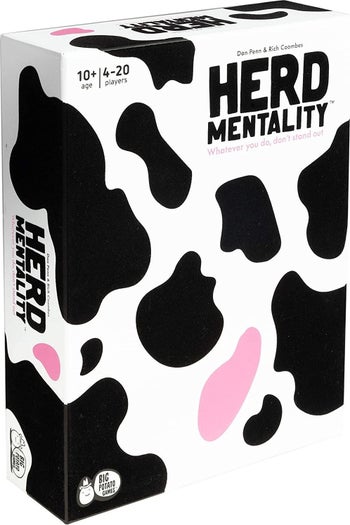 the front of the game box that is designed with spots like a cow