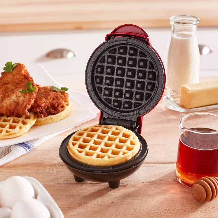 waffle maker on a kitchen counter