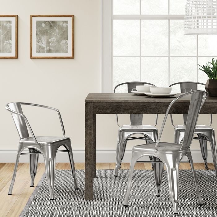 set of metal dining chairs