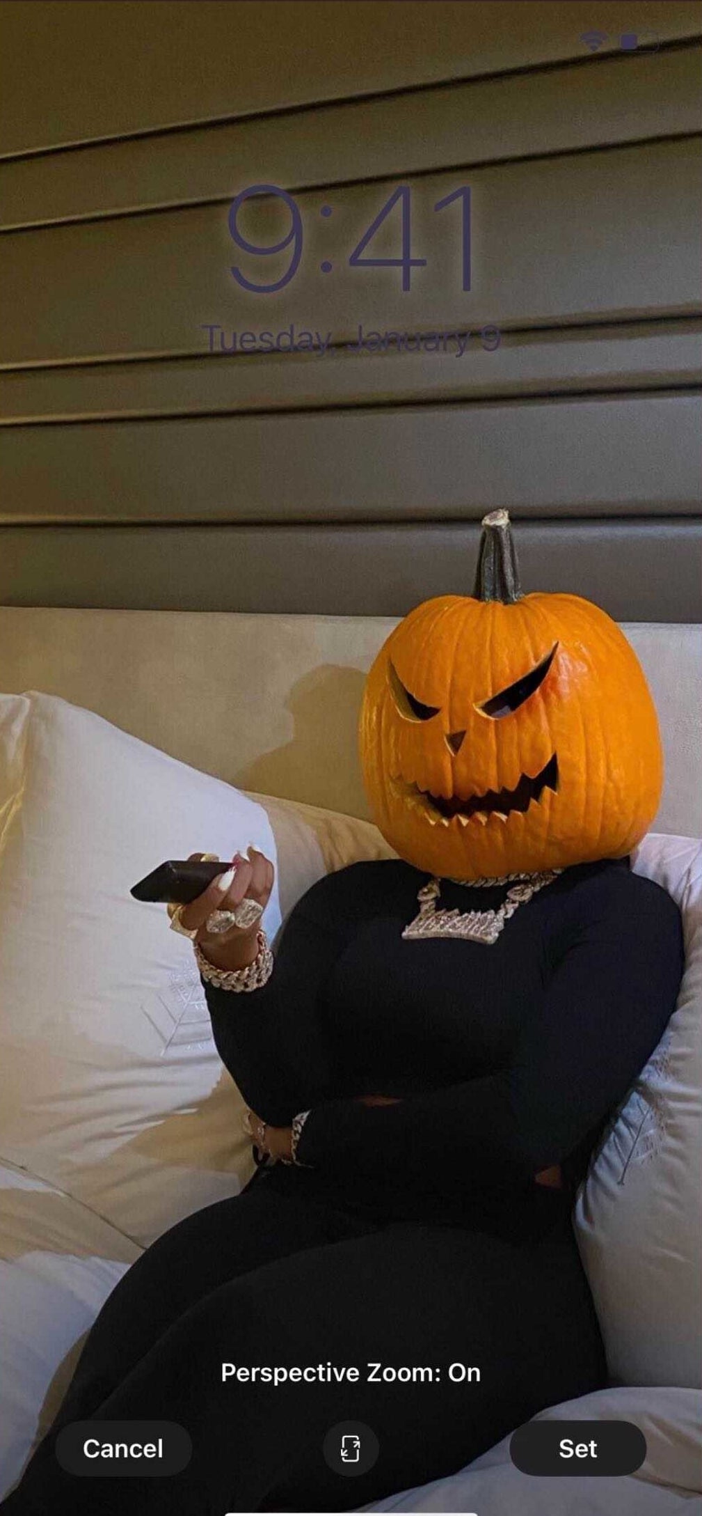 Megan Thee Stallion Gets into Halloween Spirit with Pumpkin Mask