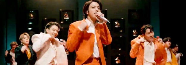 BTS performing at the grammys