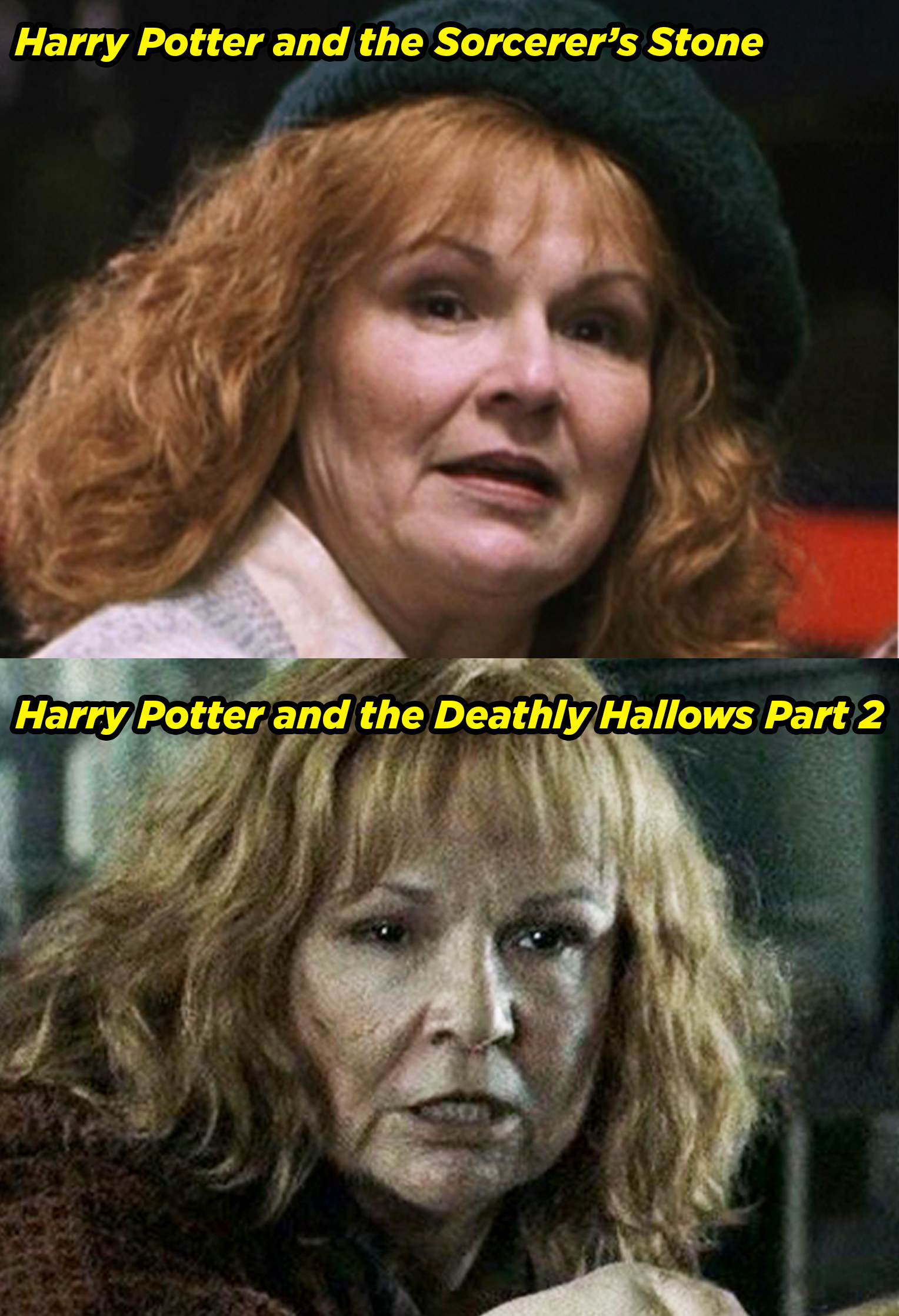 Julie Walters in the Sorcerer&#x27;s Stone and Deathly Hallows Part 2