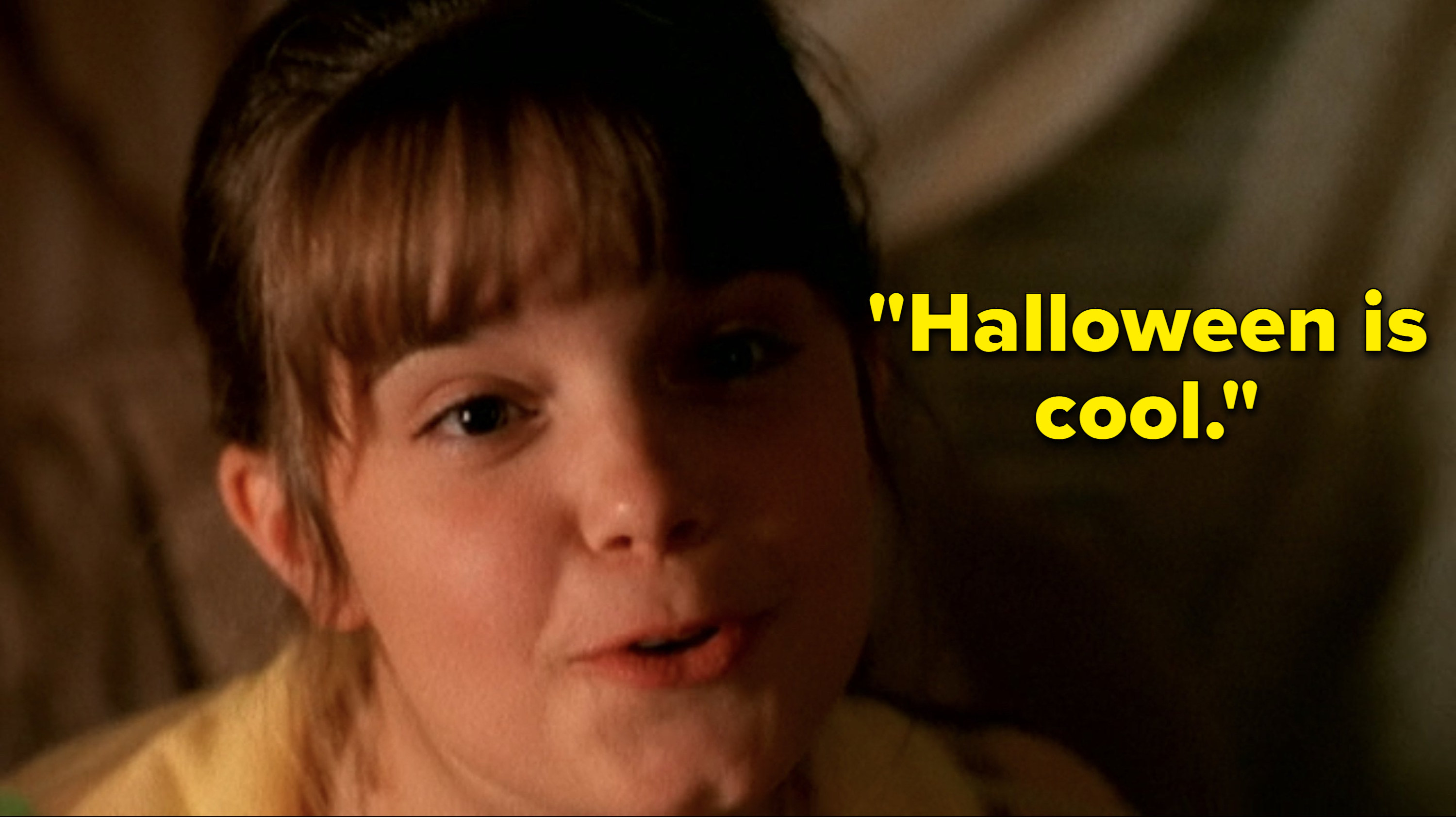 Kimberly J. Brown as Marnie Piper smiles and expresses appreciation for Halloween in &quot;Halloweentown&quot;