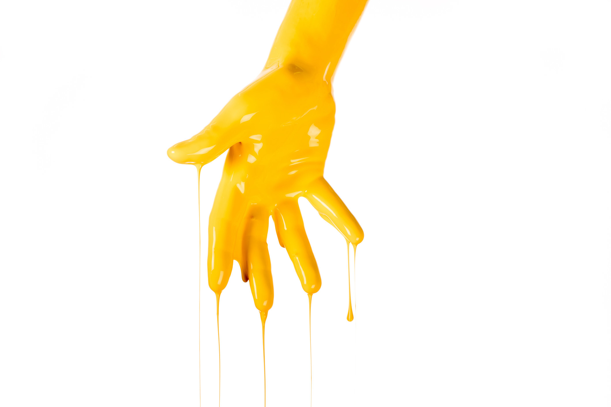 A gloved hand soaked in some type of liquid