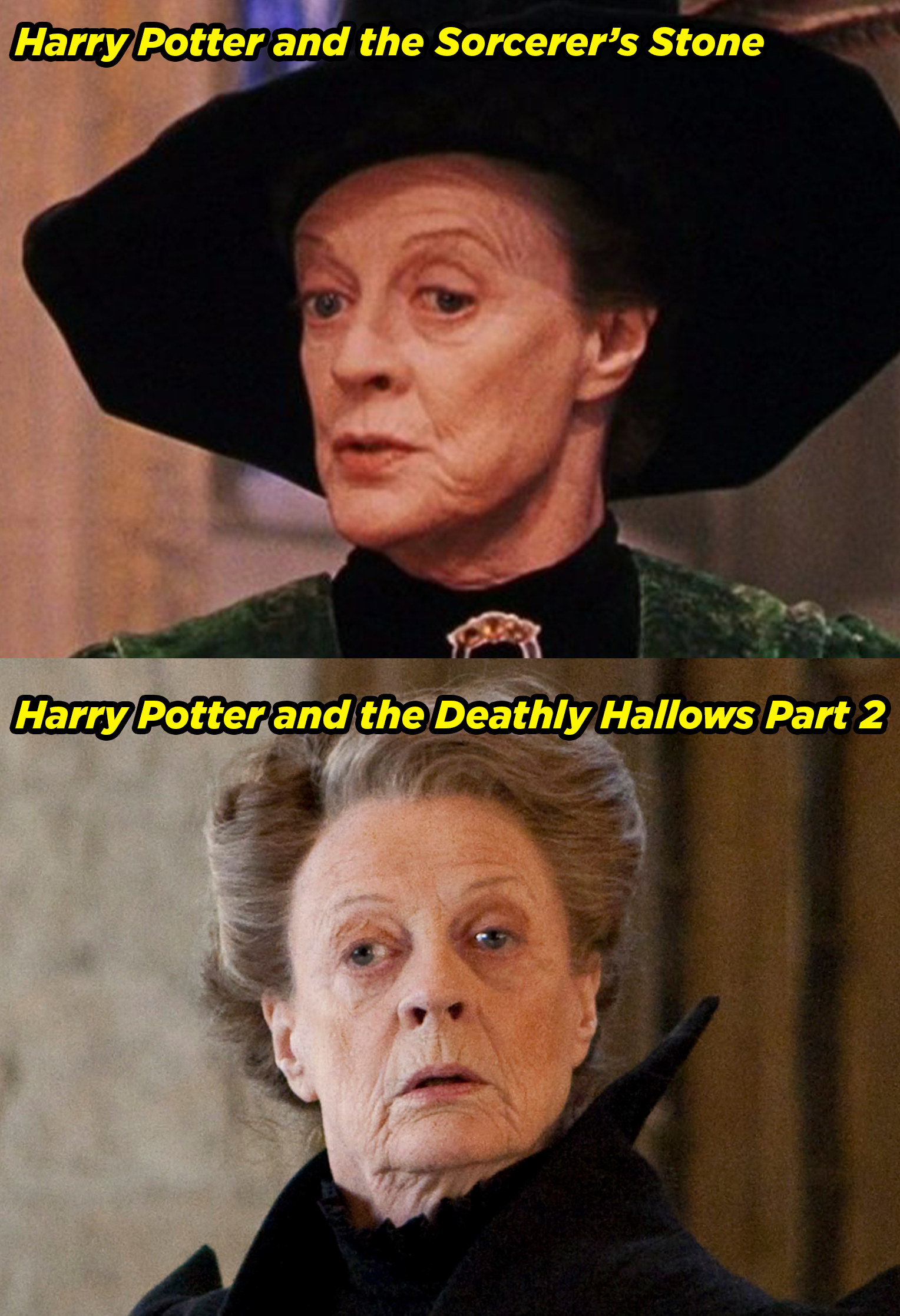 Maggie Smith in the Sorcerer&#x27;s Stone and Deathly Hallows Part 2
