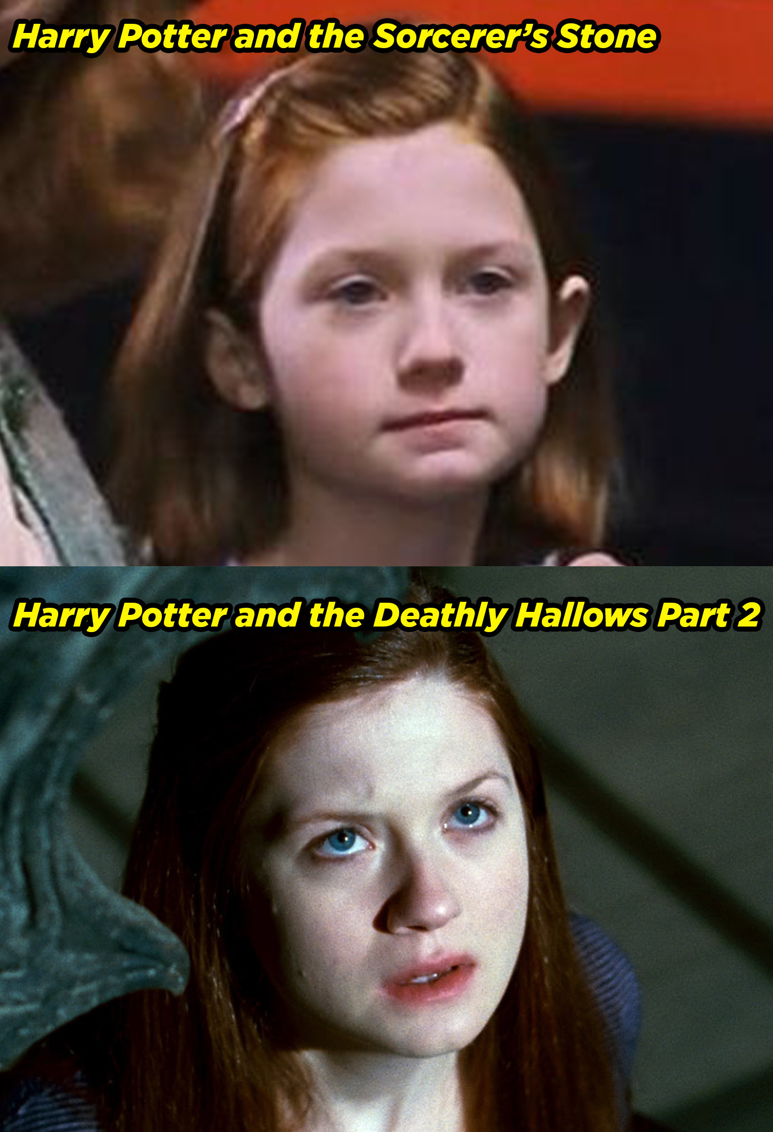 Bonnie Wright in the Sorcerer&#x27;s Stone and Deathly Hallows Part 2