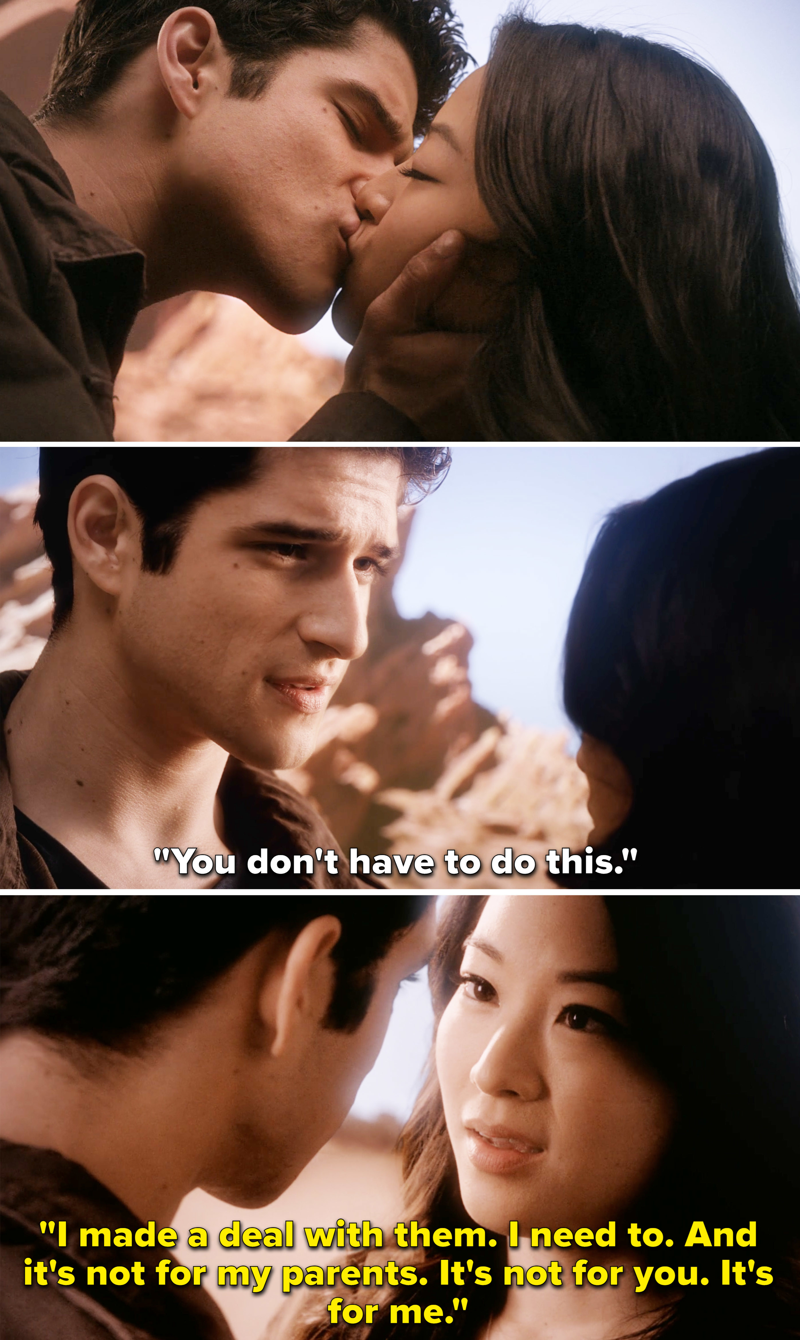 Kira telling Scott, &quot;I made a deal with them. I need to. And it&#x27;s not for my parents. It&#x27;s not for you. It&#x27;s for me&quot;