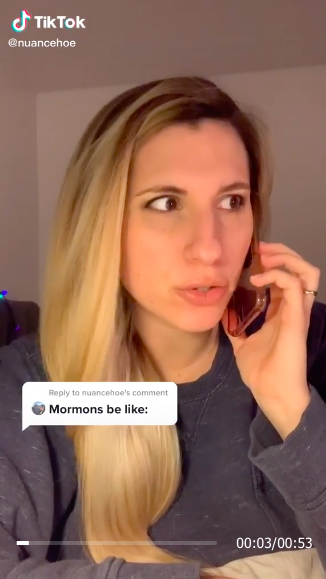 A person on the phone with the caption: &quot;Mormons be like...&quot;