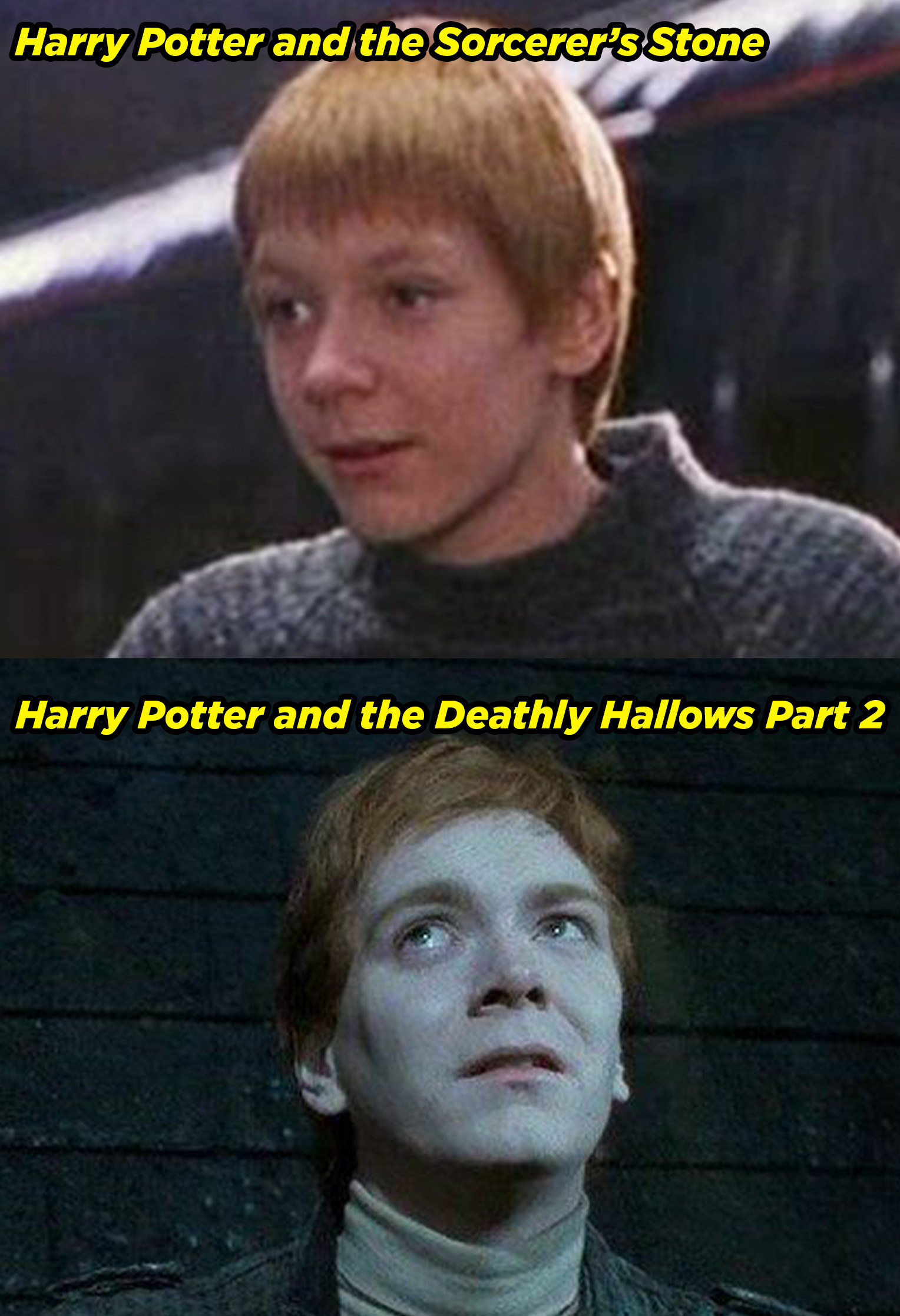 James Phelps in the Sorcerer&#x27;s Stone and Deathly Hallows Part 2