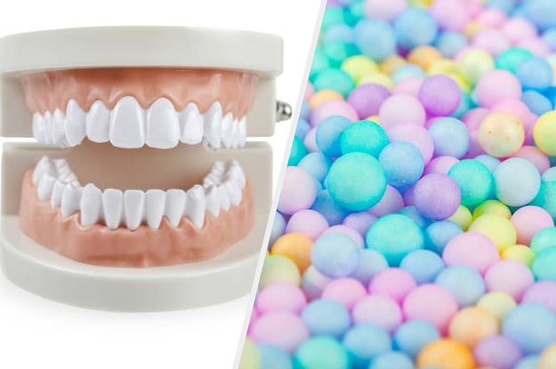 false teeth, colorful candy