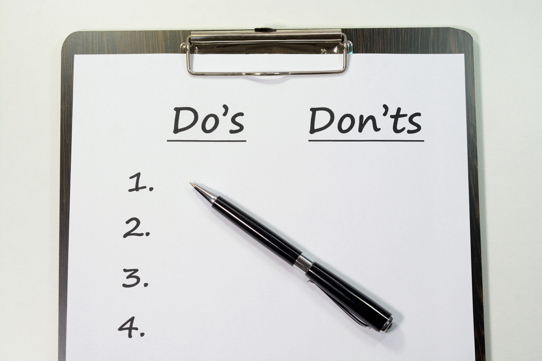 list of dos and donts