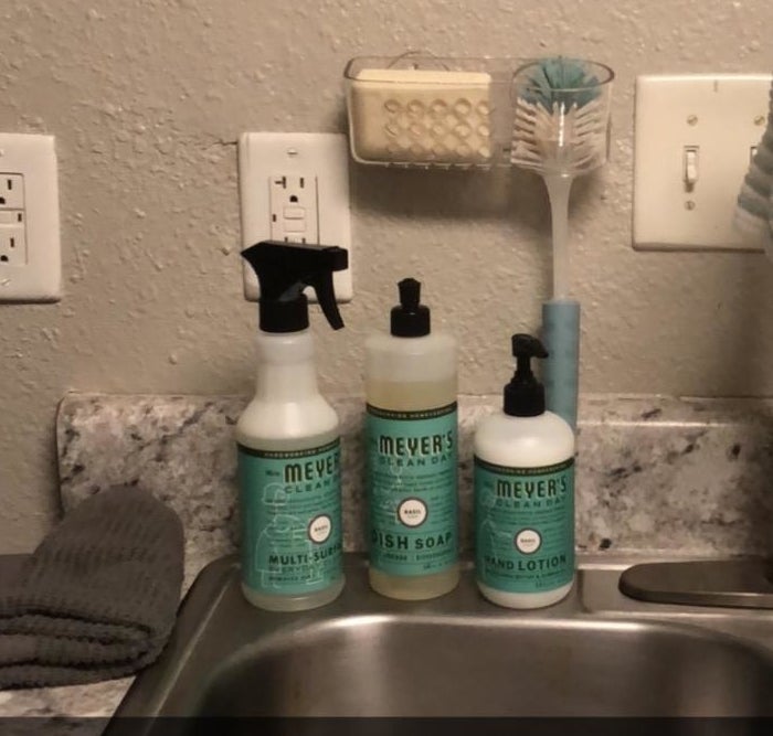 Reviewer photo of the basil-scented cleaning trio