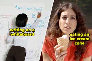 Women feel uncomfortable writing on a whiteboard or eating an ice cream cone in public