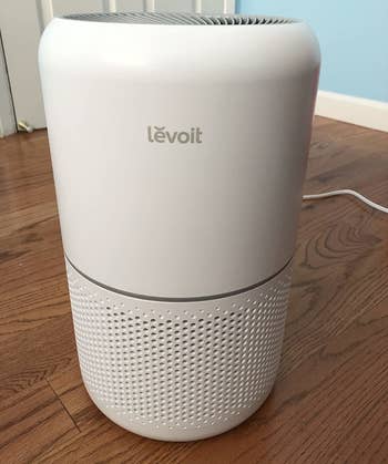 Reviewer photo of the white air purifier
