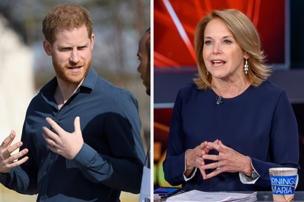 Prince Harry on the left and Katie Couric on the right