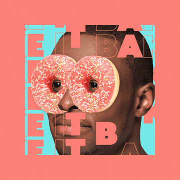 gif that says bake it with man with donuts on his eyes.