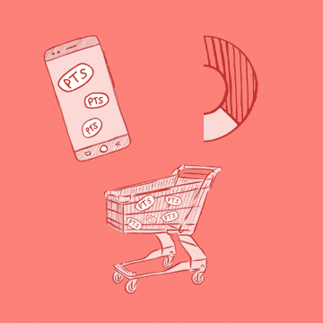 GIF of shopping cart and phone.