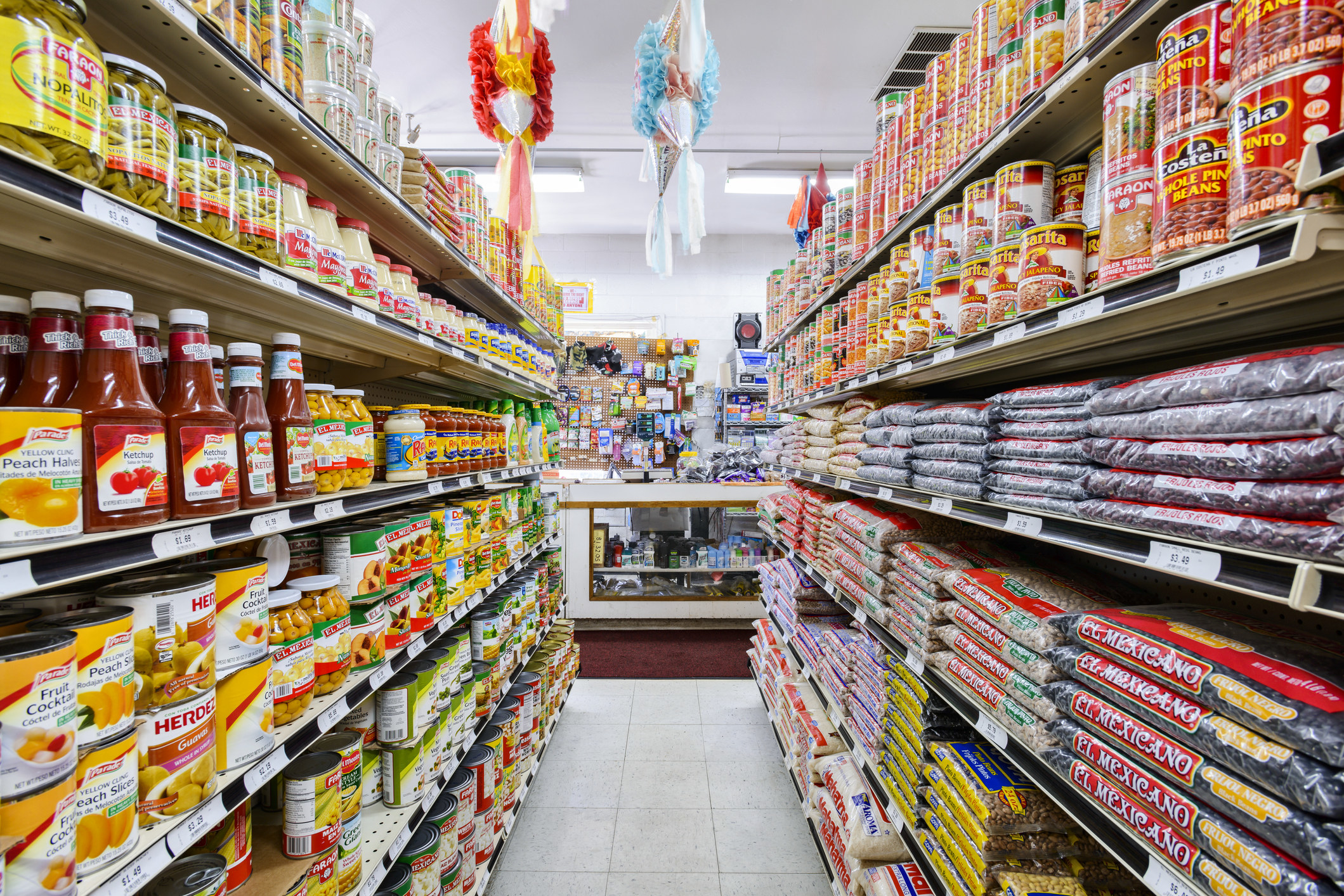 An aisle at a grocery store.