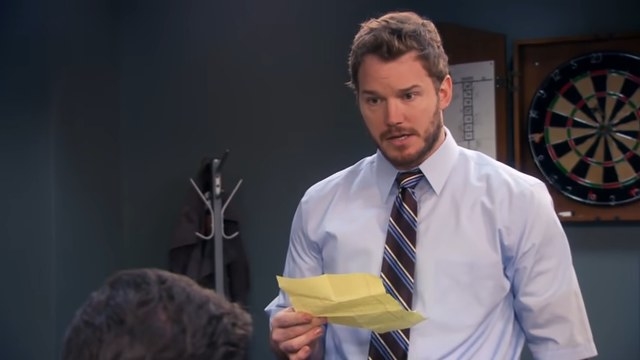 Andy talking to Ron in &quot;Parks and Recreation&quot;