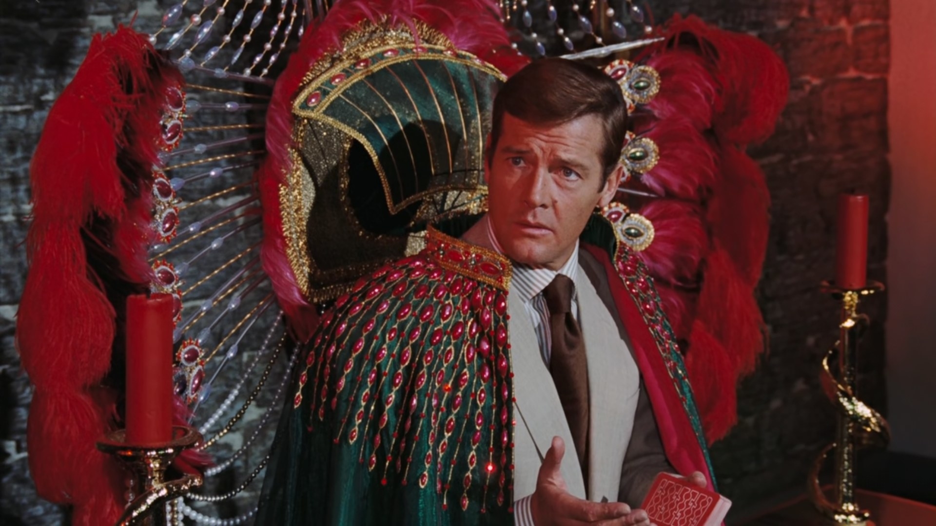 James Bond in a colorful robe